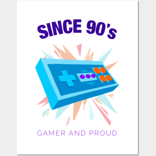 Since 90s Gamer and Proud - Gamer gift - Retro Videogame Posters and Art
